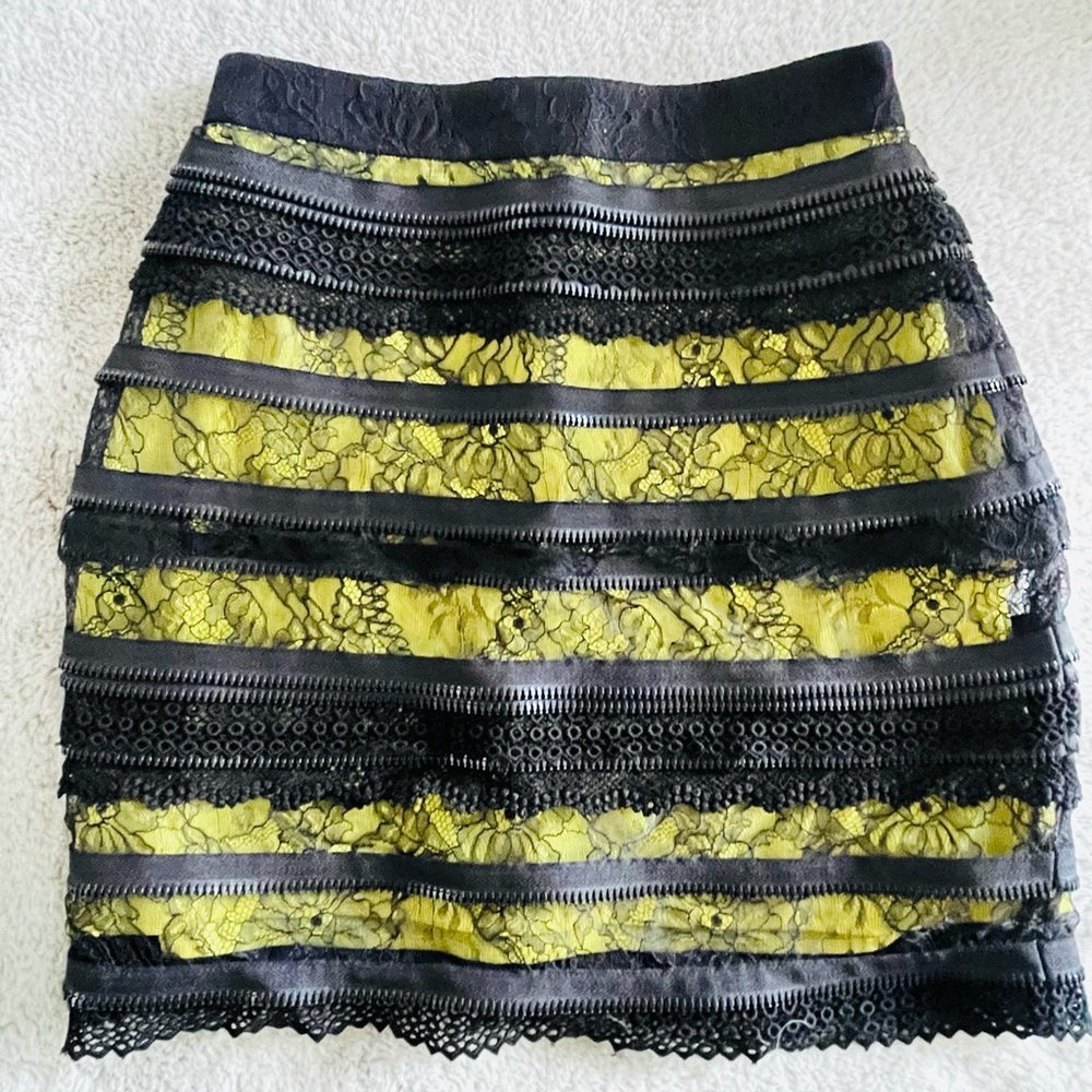 Givenchy Paris Zippered and Lace Mini Skirt Size34